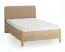 Einzelbett | Eiche massiv | Farbe: Eiche / Taupe | weich gepolsterte Kopfstütze | 90 x 200 cm | dezent abgerundete Form | Gästebett | inkl. Lattenrost