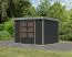 Gartenhaus, nordische Fichte anthrazit/graualuminium, Trapezblech-Pultdach, stahlverstärkte Ecken, wartungsarm, langlebig, Zylinderschloss, 2,98x2,13m
