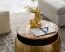 Couchtisch rund aus Mango Massivholz, Farbe: Mango / Gold - Abmessungen: 60 x 60 x 40 cm (B x T x H) mit Stauraum
