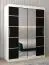 Schiebetürenschrank / Kleiderschrank Jan 03D mit Spiegel, Farbe: Weiß Matt / Schwarz - Abmessungen: 200 x 150 x 62 cm (H x B x T)