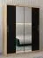 Schiebetürenschrank / Kleiderschrank Bisaurin 3B mit Spiegel, Farbe: Eiche Sonoma / Schwarz - Abmessungen: 200 x 150 x 62 cm ( H x B x T)