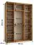 Kleiderschrank Tharo mit Schiebetüren in Eiche/Schwarz gehalten, viel Stauraum, auch für Wohnzimmer geeignet, Anti Staubbürsten, 235,2 x 180 x 45 cm