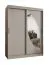 Kleiderschrank / Schiebetürenschrank Jorasses 12, Farbe: Kaschmir, Aluminiumschienen, fünf Fächer, 1,5 Meter breit, eine Spiegeltür, zwei Kleiderstangen