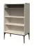 Schmale Kommode in Creme | abgerundete Ablagefläche in Eiche-Grau-Dekor | 124 x 81 x 43 cm | Soft Close System | Metallbeine