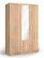 Kleiderschrank | 3 Drehtüren | 2 Schublade | 6 Fächer | mit Kleiderstange | 123 cm breit | Farbe: Braun Abbildung