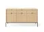 Kommode | 3 Türen | Farbe: Eiche Vicenza | geriffelte Front | 3 Schubladen | Griffe & Beine: Schwarz | 6 Fächer | Maße: 154 x 39 x 83 cm | Sideboard