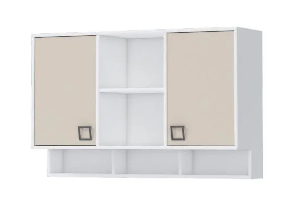 Hängeschrank 24, Farbe: Weiß / Creme - Abmessungen: 82 x 128 x 37 cm (H x B x T)