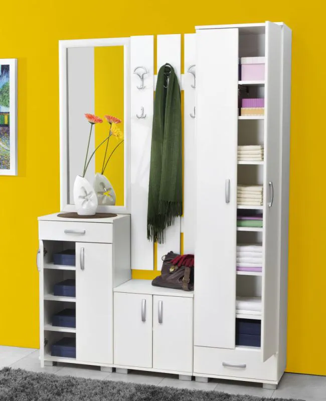 Garderobe Komplett - Set A Potes, 4-teilig, Farbe: Weiß