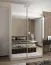 Kleiderschrank / Schiebetürenschrank | 245,5 x 160 x 64 cm | 2 Kleiderstangen | Farbe: Weiß | Soft-Close | 11 Fächer | 10 Einlegeböden | Spiegel