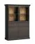 Schwarz Graphit Vitrine Torsakala 21 mit 8 Fächern, 2 Schubladen, 2 Glastüren, 2 Holztüren, inkl. LED-Beleuchtung, 161 x 114 x 40 cm, 4 Einlegeböden