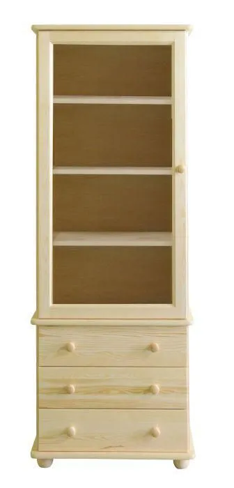 Esszimmerschrank, Vitrine, 65 cm breit, Kiefer massiv, Optik: Natur Abbildung