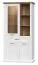 Vitrine Lotofaga 10, Farbe: Weiß / Walnuss - 200 x 101 x 48 cm (H x B x T)