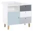 Jugendzimmer - Kommode Syrina 03, Farbe: Weiß / Grau / Blau - Abmessungen: 97 x 104 x 55 cm (H x B x T)