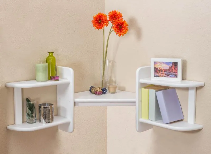 Hängeregal, Wandregal, Bücherregal - 75 cm breit, Kiefer Massivholz, Farbe: Weiß Abbildung