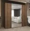 Drehtürenschrank mit zwei Kleiderstangen | Farbe: Walnuss | zwei Fächer | 2 Meter breit | Griffe: Gold | Soft-Close-Funktion | zwei Spiegeltüren