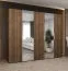 Kleiderschrank mit zwei Spiegeltüren | Farbe: Walnuss | Soft-Close-Funktion | drei Kleiderstangen | 2,5 Meter breit | Griffe: Silber | Drehtürenschrank
