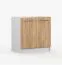 Spülenunterschrank / Drehtürenschrank | Braun / Weiß | Parnassus 10 | 1 Fach | 2 Türen | Griffe: Metall | 81,5 x 80 x 46 cm | Front in Holzoptik