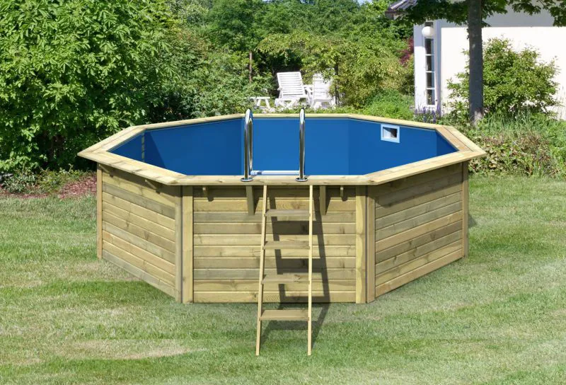 Garten Pool aus Holz Modell 2 X SET, Farbe: Natur KDI, Ø 508 cm, inkl. Leitern