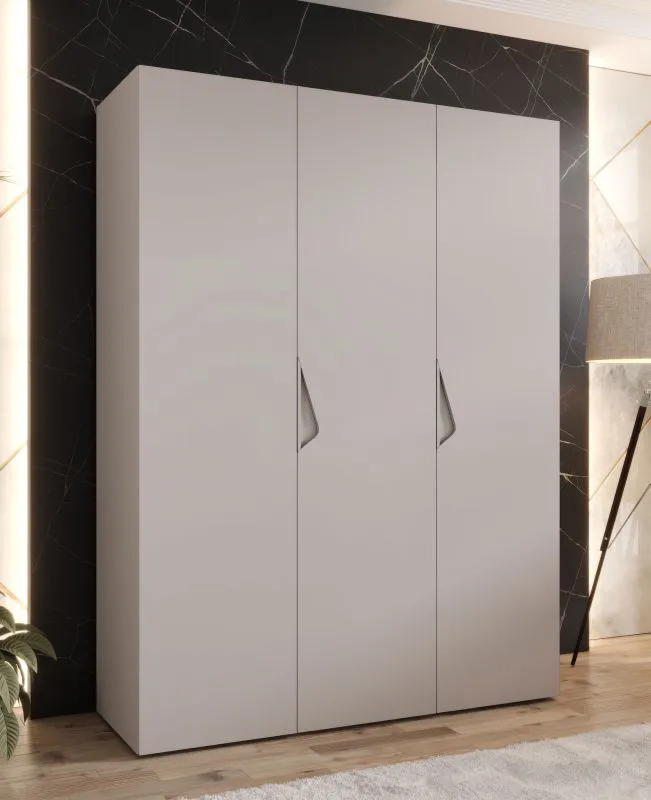 Kleiderschrank | 3 Türen | Farbe: Kaschmir | Griffe: Kaschmir | Maße: 150 x 52 x 202 cm | 2 Kleiderstangen | 2 Fächer | Drehtürenschrank
