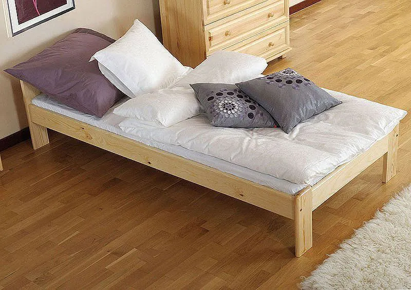 Kinderbett 80 x 200 cm | Massivholz: Kiefer | Natur Lackiert | inkl. Rollrost Abbildung