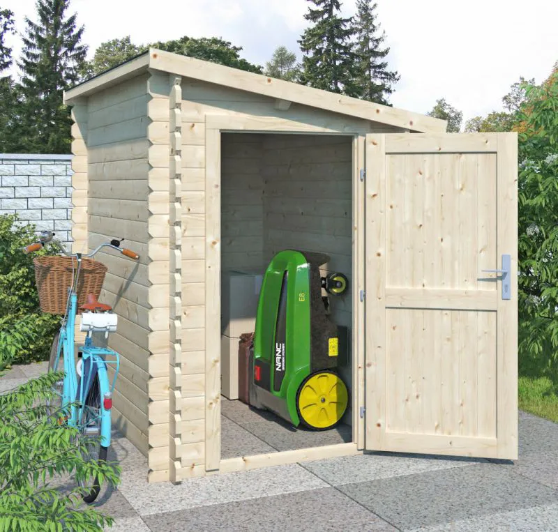 Gartenhütte / Gartenschrank / Geräteschrank "Aufgeräumt" - 28 mm Blockbohlenhaus, Grundfläche: 2,17 m², Pultdach