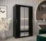 Schiebetürenschrank / Kleiderschrank Bisaurin 2B mit Spiegel, Farbe: Schwarz - Abmessungen: 200 x 120 x 62 cm ( H x B x T)