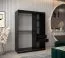 Schiebetürenschrank / Kleiderschrank Bisaurin 3C mit Spiegel, Farbe: Schwarz / Weiß matt - Abmessungen: 200 x 150 x 62 cm ( H x B x T)