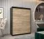Schiebetürenschrank / Kleiderschrank Jan 03A, Farbe: Schwarz / Eiche Sonoma - Abmessungen: 200 x 150 x 62 cm ( H x B x T)
