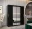 Schiebetürenschrank / Kleiderschrank Bisaurin 4B mit Spiegel, Farbe: Schwarz - Abmessungen: 200 x 180 x 62 cm ( H x B x T)