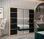 Schiebetürenschrank / Kleiderschrank Jan 05D mit Spiegel, Farbe: Eiche Sonoma / Schwarz - Abmessungen: 200 x 200 x 62 cm (H x B x T)