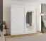 Kleiderschrank mit einer Spiegeltür Musala 18, Farbe: Weiß, 2 Meter breit, Aluminiumschienen, 10 Fächer, Schiebetürenschrank, zwei Kleiderstangen