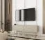 Moderner TV-Schrank / TV-Möbel mit geriffelter Front Horsham 39, Farbe: Beige, zwei Kippfächer, Beine: Gold, hängend montierbar, Push-to-open Funktion