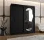 Kleiderschrank / Schiebetürenschrank Lagginhorn 15, Farbe: Schwarz, eine Spiegeltür, 1,8 Meter breit, 10 Fächer, Aluminiumschienen, zwei Kleiderstangen