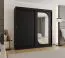 Schiebetürenschrank / Kleiderschrank Signalkuppe 19, Farbe: Schwarz, 2 Meter breit, zwei Kleiderstangen, 10 Fächer, eine Spiegeltür