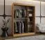 Schiebetürenschrank | Farbe: Eiche Artisan | dekorative Spiegeltür | 150 x 62 x 200 cm | 5 Fächer | 2 Kleiderstangen | Schiebetürenschrank | Elegante Ausführung