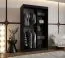 Schiebetürenschrank / Kleiderschrank | Farbe: Schwarz Matt | 2 Kleiderstangen | 5 Fächer | dekorative Spiegeltür | 120 x 62 x 200 cm | Moderne Details