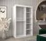 Kleiderschrank Aletschhorn 06, 1,2 Meter breit, Farbe: Weiß, eine Spiegeltür, Aluminiumschienen, fünf Fächer, Schiebetürenschrank, zwei Kleiderstangen