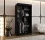 Kleiderschrank | Schwarz Matt | 5 Fächer | 2 Kleiderstangen | hochwertig Verarbeitet | schmal | 100 x 62 x 200 cm | Schiebetürenschrank | dekorative Spiegeltür