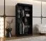 Schiebetürenschrank / Kleiderschrank Bernina 03, Farbe: Schwarz, 1 Meter breit, eine Tür mit Spiegel, fünf Fächer, zwei Kleiderstangen, Aluminiumschienen