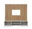 Wohnwand | Farbe: Perla Grau / Eiche Artisan | Push-to-open Funktion | Maße: 160 x 35 x 148 cm | 1 TV-Unterschrank | modernes Design