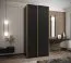 Kleiderschrank / Schiebetürenschrank | 245 x 110 x 64 cm | 2 Kleiderstangen | 6 Fächer | 2 Schiebetüren | 6 Einlegeböden | Farbe: Schwarz | Soft-Close