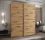 Kleiderschrank / Schiebetürenschrank | 2 Schiebetüren | 2 Kleiderstangen | 245, x 200 x 64 cm | 11 Fächer | 10 Einlegeböden | Farbe: Eiche Artisan