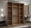 Kleiderschrank / Schiebetürenschrank | 245,5 x 200 x 64 cm | 11 Fächer | 2 Kleiderstangen | 2 Schiebetüren | Soft-Close | Spiegel | Farbe: Eiche Artisan