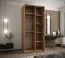 Kleiderschrank / Schiebetürenschrank | 6 Fächer | 2 Kleiderstange | 2 Schiebetüren | 245,5 x 100 x 64 cm | Spiegel | Soft-Close | Farbe: Weiß | ABS-Kanten