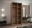 Kleiderschrank / Schiebetürenschrank | 6 Fächer | 245,5 x 120 x 64 cm | 2 Kleiderstangen | 2 Schiebetüren | Soft-Close | Spiegel | Farbe: Schwarz