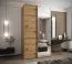 Kleiderschrank / Schiebetürenschrank | 2 Kleiderstangen | Spiegel | 245,5 x 140 x 64 cm | Soft-Close | 2 Schiebetüren | 6 Fächer | Farbe: Eiche Artisan