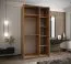 Kleiderschrank / Schiebetürenschrank | 2 Kleiderstangen | Spiegel | 245,5 x 140 x 64 cm | Soft-Close | 2 Schiebetüren | 6 Fächer | Farbe: Eiche Artisan