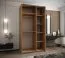 Kleiderschrank / Schiebetürenschrank | 245,5 x 140 x 64 cm | Farbe: Schwarz | 2 Kleiderstangen | Soft-Close | 2 Schiebetüren | Spiegel | 6 Fächer