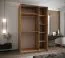 Kleiderschrank / Schiebetürenschrank | 245,5 x 150 x 64 cm | Spiegel | 6 Fächer | 2 Kleiderstangen | 2 Schiebetüren | Soft-Close | Farbe: Schwarz