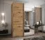 Kleiderschrank / Schiebetürenschrank | Soft-Close | 2 Kleiderstangen | 245,5 x 180 x 64 cm | Spiegel | 2 Schiebetüren | Farbe: Eiche Artisan | 11 Fächer